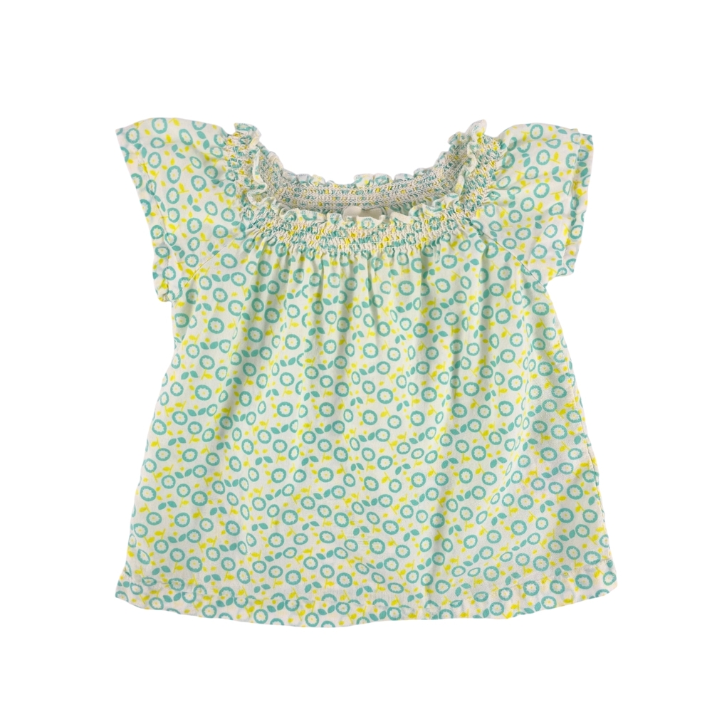 Nevada Baby Girls Smocked Flutter-Sleeve Top | Size 9M